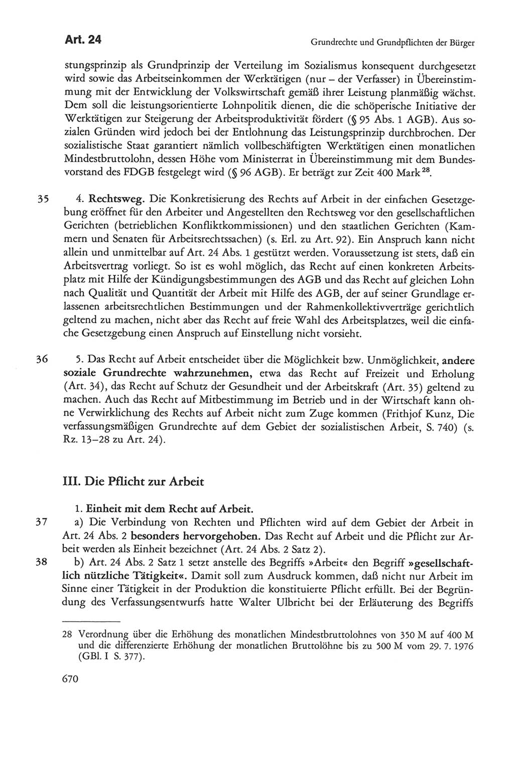 Die sozialistische Verfassung der Deutschen Demokratischen Republik (DDR), Kommentar mit einem Nachtrag 1997, Seite 670 (Soz. Verf. DDR Komm. Nachtr. 1997, S. 670)