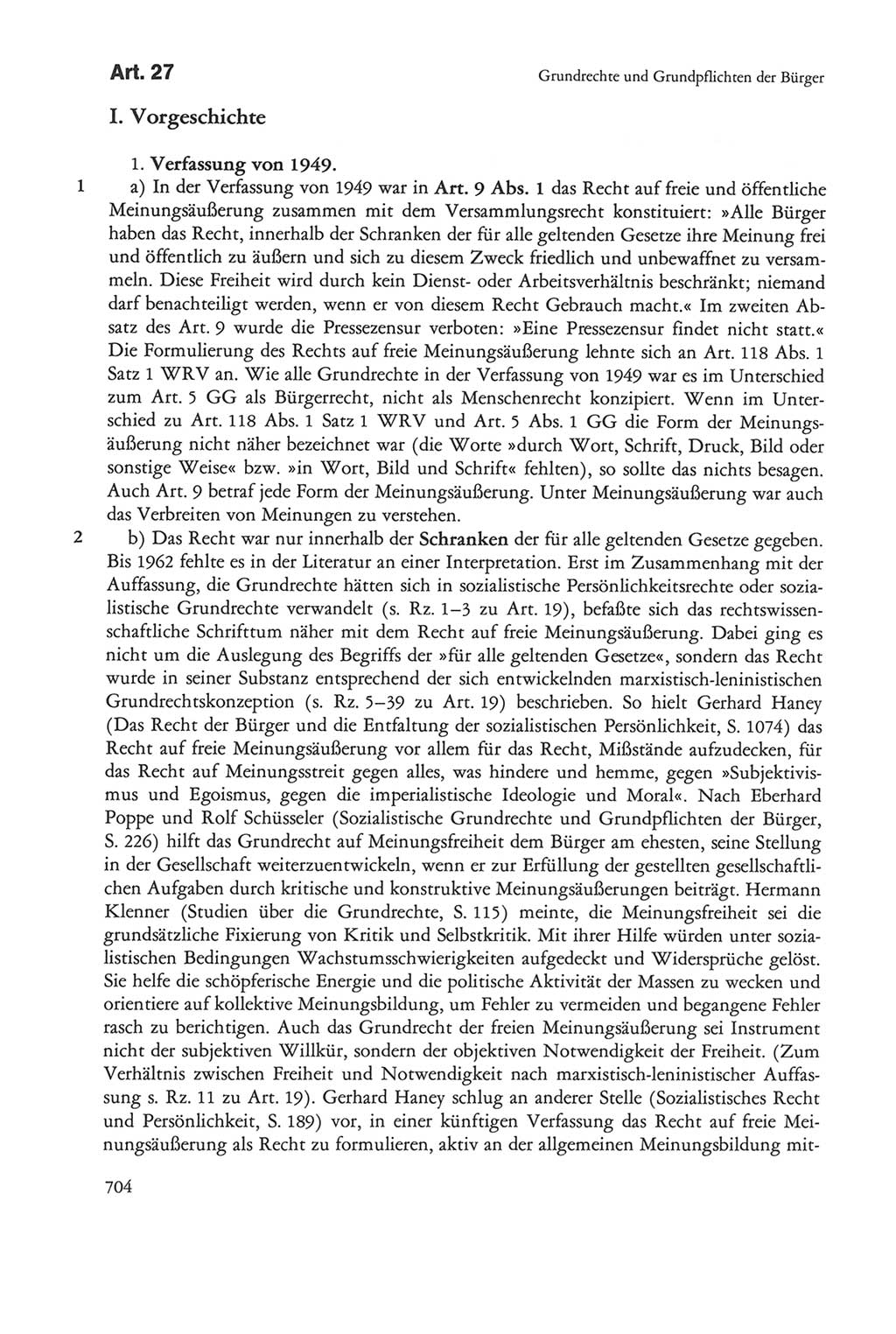 Die sozialistische Verfassung der Deutschen Demokratischen Republik (DDR), Kommentar mit einem Nachtrag 1997, Seite 704 (Soz. Verf. DDR Komm. Nachtr. 1997, S. 704)