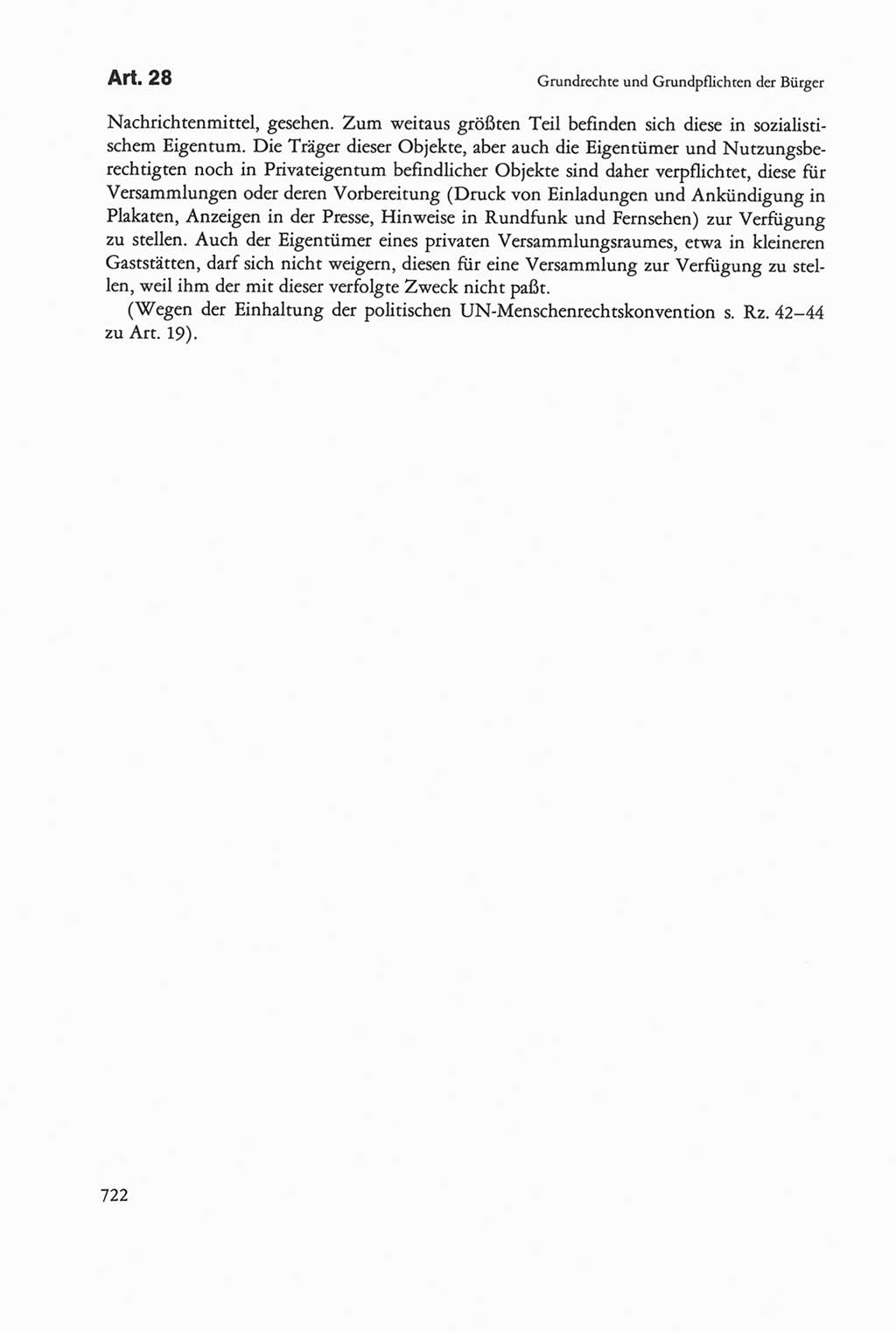 Die sozialistische Verfassung der Deutschen Demokratischen Republik (DDR), Kommentar mit einem Nachtrag 1997, Seite 722 (Soz. Verf. DDR Komm. Nachtr. 1997, S. 722)