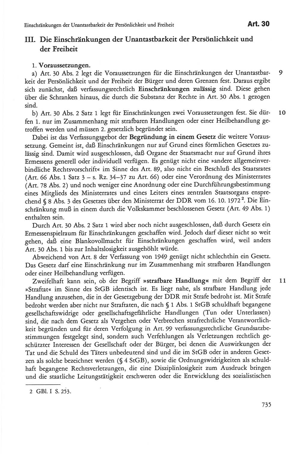 Die sozialistische Verfassung der Deutschen Demokratischen Republik (DDR), Kommentar mit einem Nachtrag 1997, Seite 735 (Soz. Verf. DDR Komm. Nachtr. 1997, S. 735)