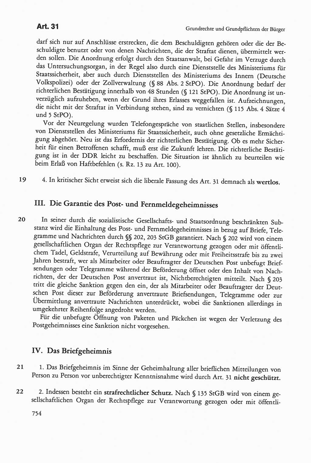 Die sozialistische Verfassung der Deutschen Demokratischen Republik (DDR), Kommentar mit einem Nachtrag 1997, Seite 754 (Soz. Verf. DDR Komm. Nachtr. 1997, S. 754)