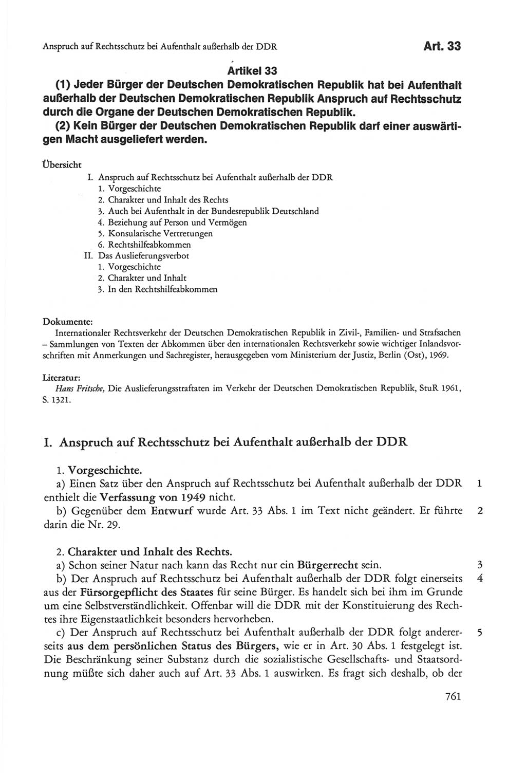 Die sozialistische Verfassung der Deutschen Demokratischen Republik (DDR), Kommentar mit einem Nachtrag 1997, Seite 761 (Soz. Verf. DDR Komm. Nachtr. 1997, S. 761)