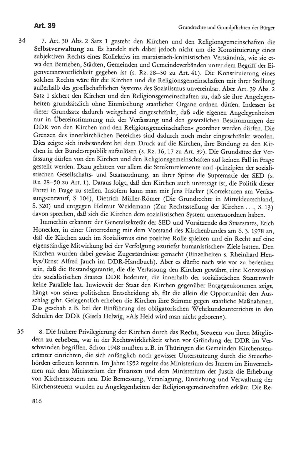 Die sozialistische Verfassung der Deutschen Demokratischen Republik (DDR), Kommentar mit einem Nachtrag 1997, Seite 816 (Soz. Verf. DDR Komm. Nachtr. 1997, S. 816)