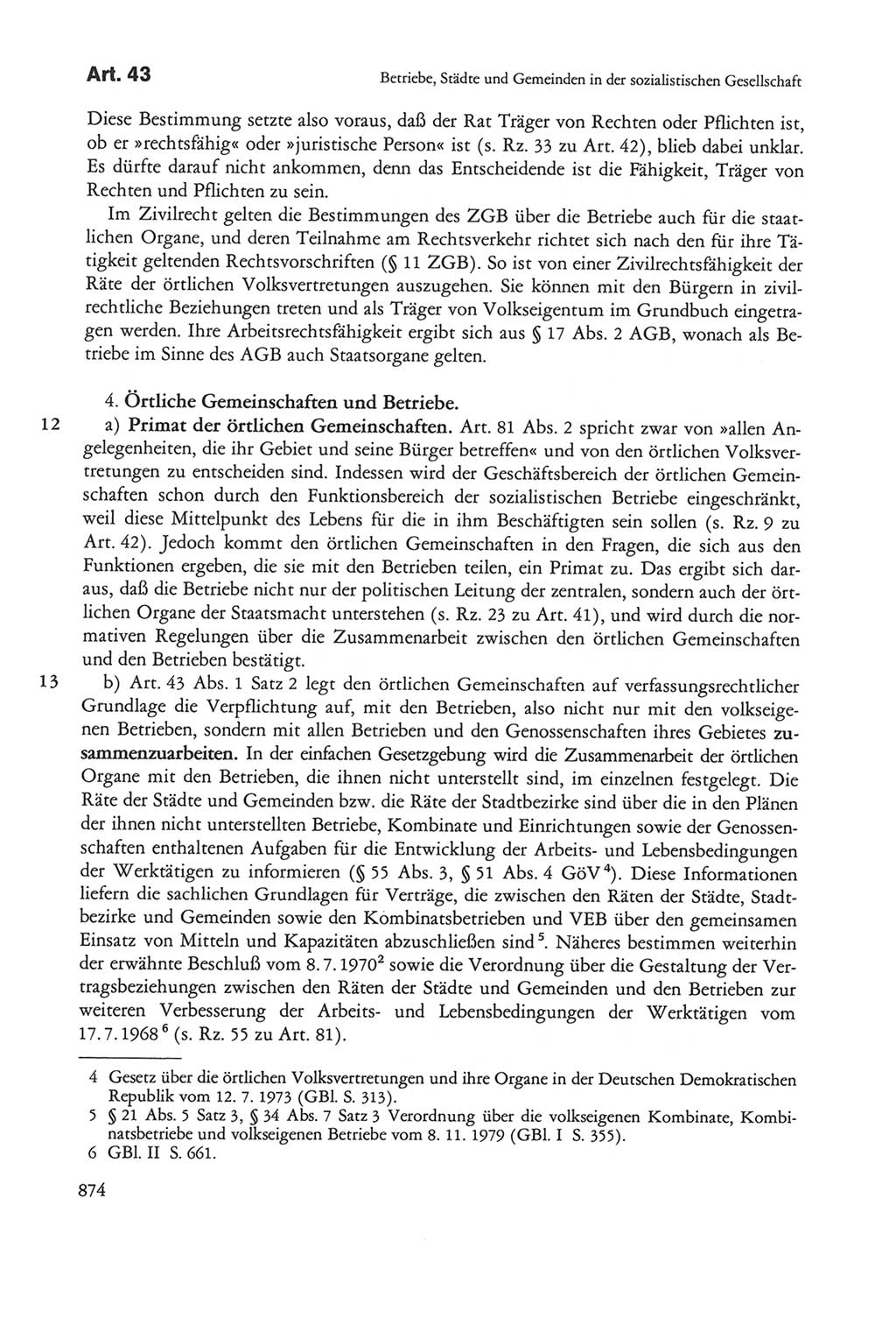 Die sozialistische Verfassung der Deutschen Demokratischen Republik (DDR), Kommentar mit einem Nachtrag 1997, Seite 874 (Soz. Verf. DDR Komm. Nachtr. 1997, S. 874)