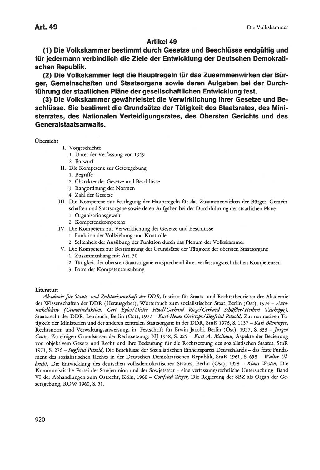 Die sozialistische Verfassung der Deutschen Demokratischen Republik (DDR), Kommentar mit einem Nachtrag 1997, Seite 920 (Soz. Verf. DDR Komm. Nachtr. 1997, S. 920)