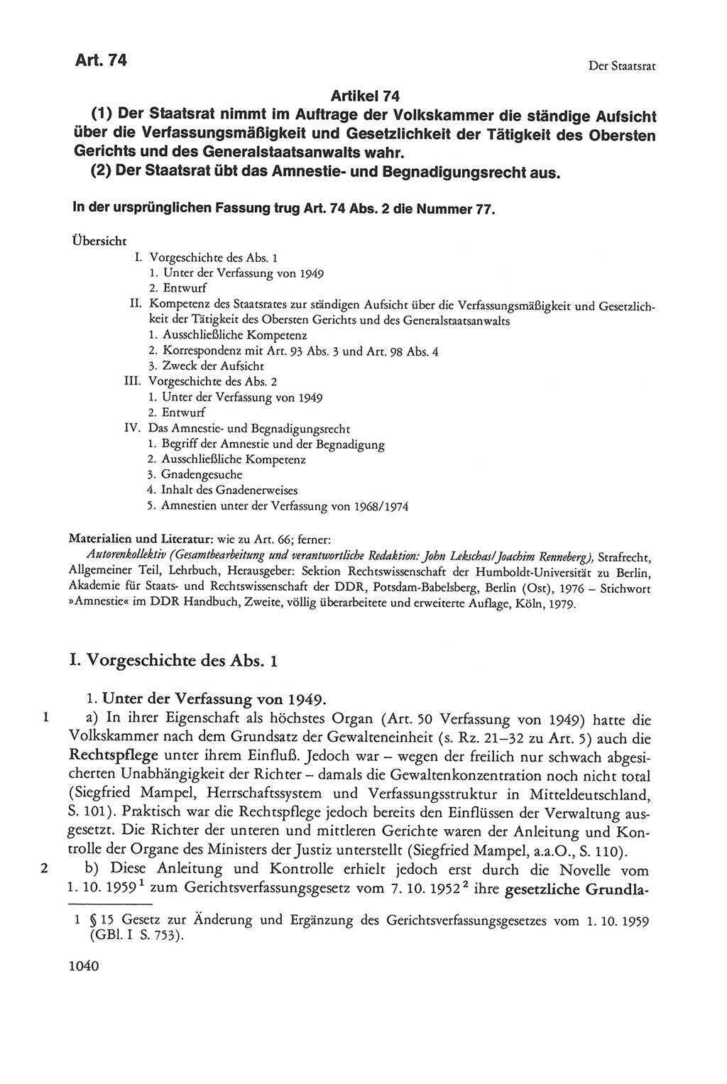 Die sozialistische Verfassung der Deutschen Demokratischen Republik (DDR), Kommentar mit einem Nachtrag 1997, Seite 1040 (Soz. Verf. DDR Komm. Nachtr. 1997, S. 1040)