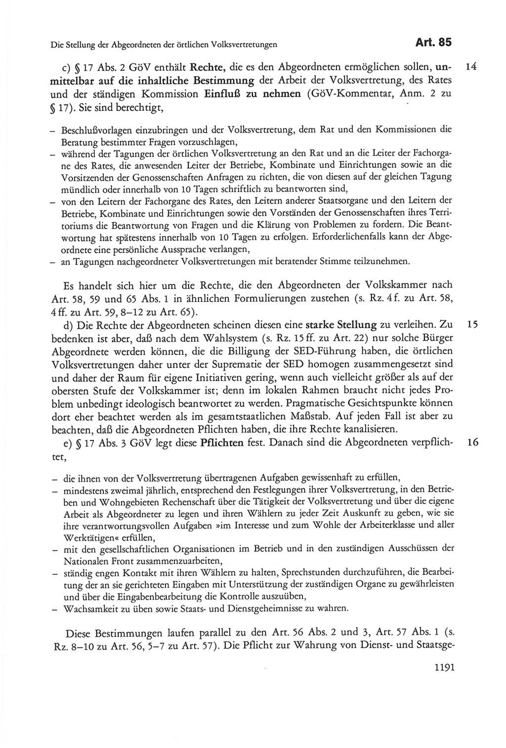 Die sozialistische Verfassung der Deutschen Demokratischen Republik (DDR), Kommentar mit einem Nachtrag 1997, Seite 1191 (Soz. Verf. DDR Komm. Nachtr. 1997, S. 1191)